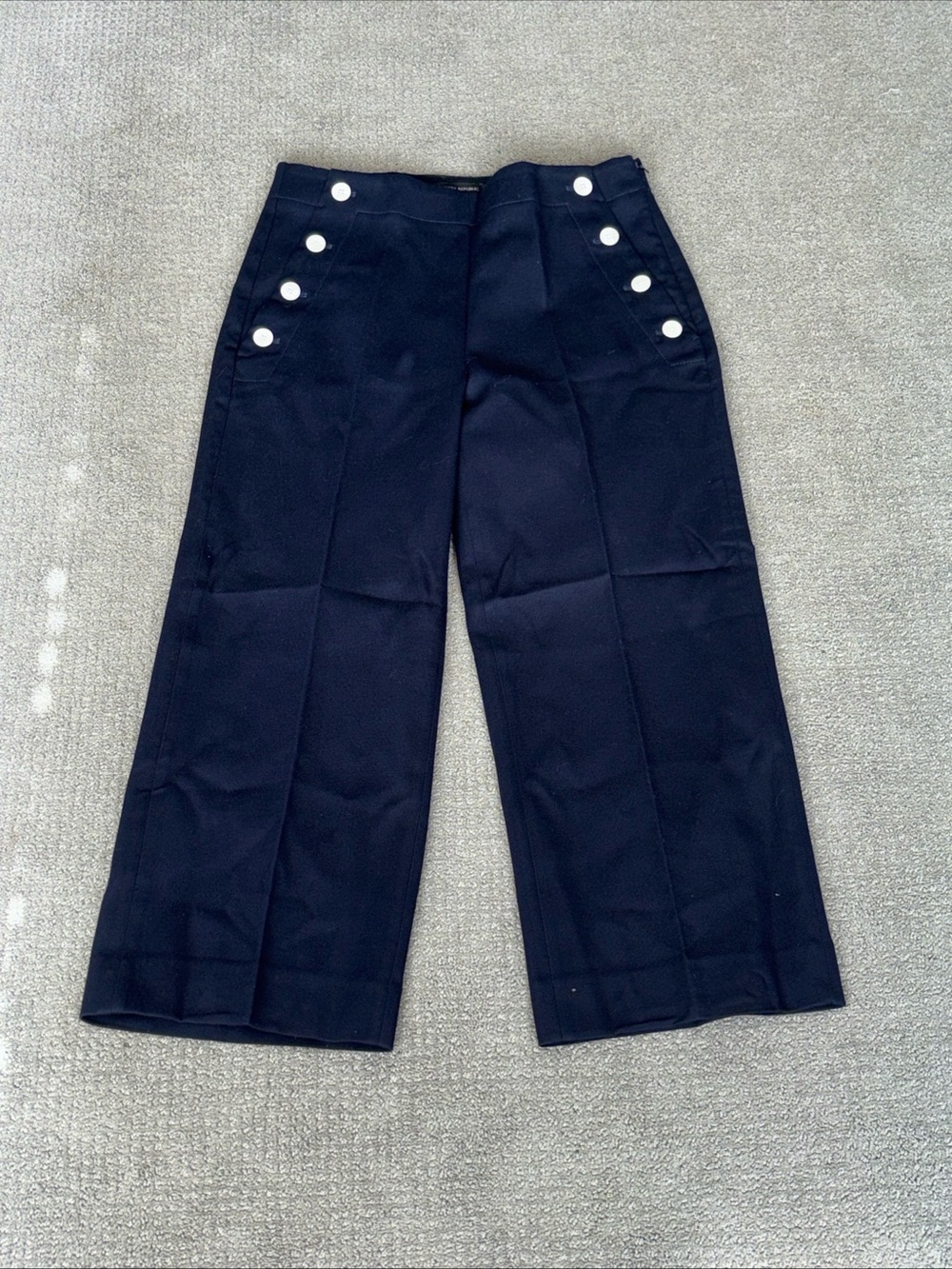 Banana Republic Navy Wide Leg Sailor Pants with White Buttons Size 10 Womens